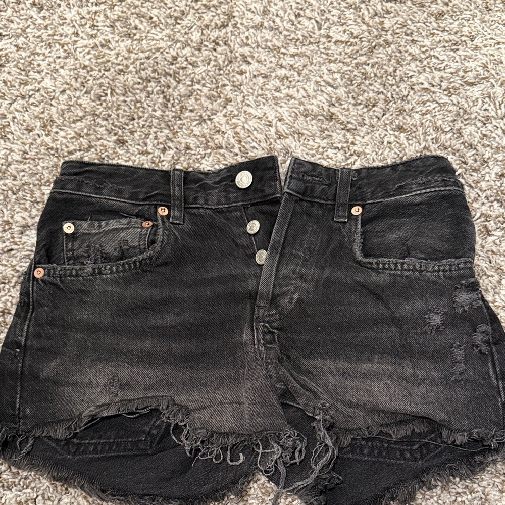 WORN ONCE! We The Free | Free People | Charcoal/Black Denim Shorts